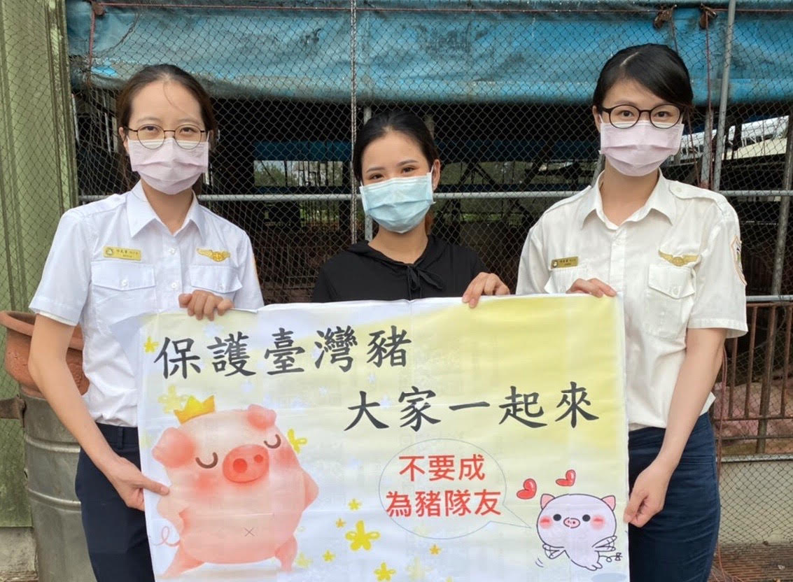 臺南市第二服務站人員向新住民宣導，共同保護臺灣豬。（圖／臺南市第二服務站提供）